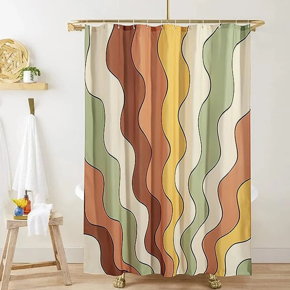 Non -through Shower Curtain - Waterproof Coating Extra Thick Fine Texture Polyester Made Bathroom 150x180cm