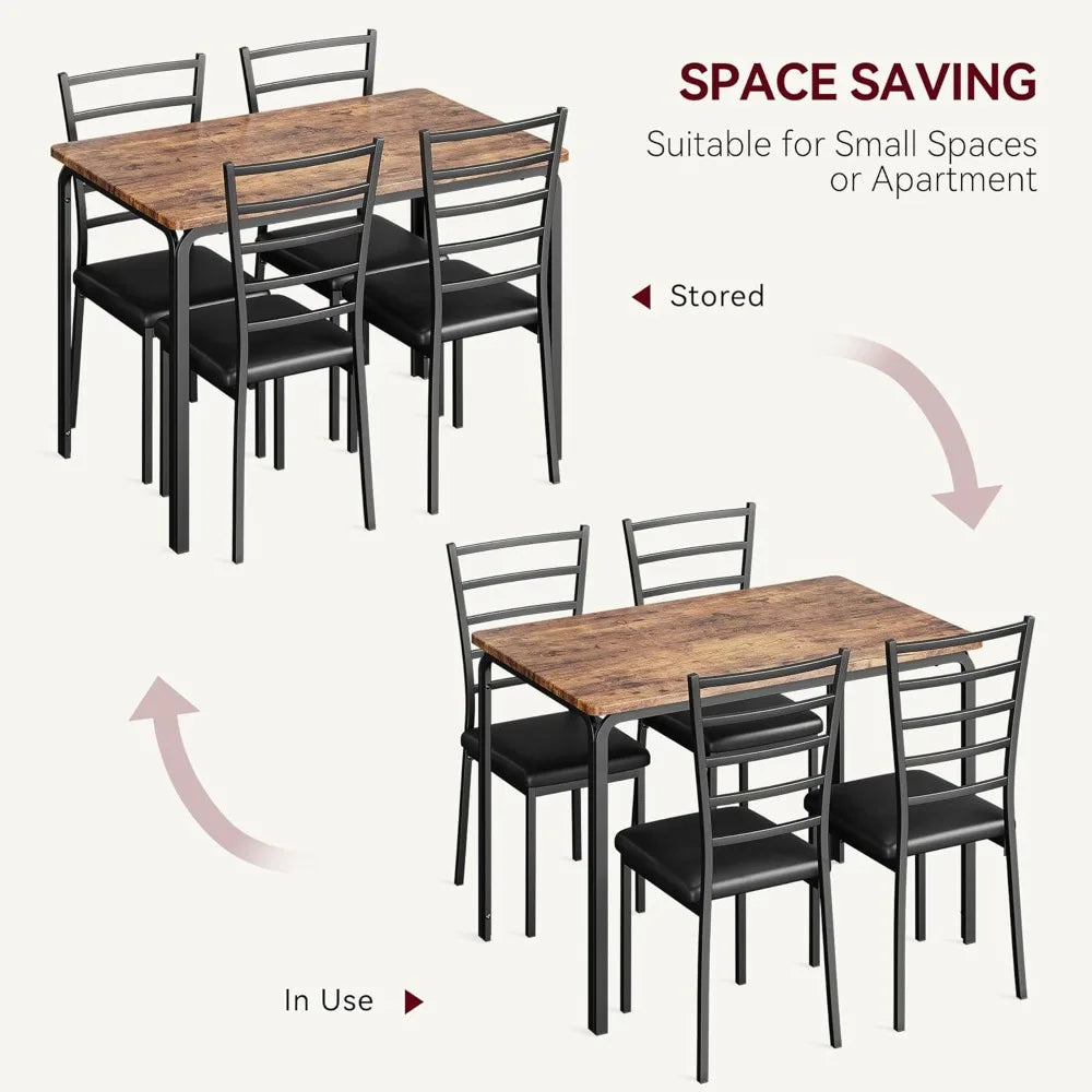 5-piece Kitchen Dining Table and Chair Set, Suitable for Small Spaces, 4-piece Indoor Modern Dining Table Set
