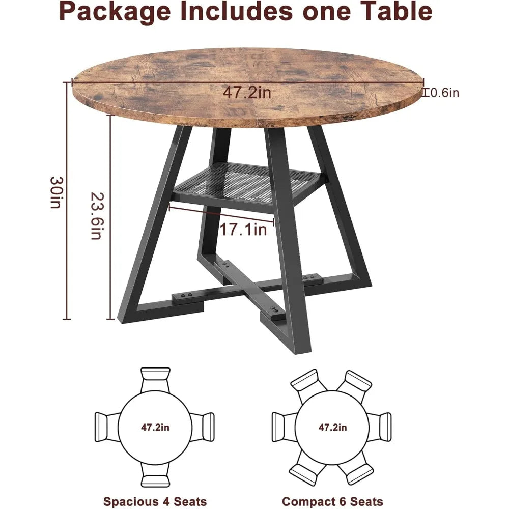 Round Dining Table for 4,Kitchen Dining Room Circle Dinner Pedestal Table,Space Saving Wood Kitchen & Dining Room Furniture