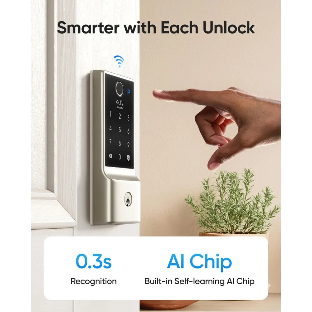 Smart Lock C220, Fingerprint Keyless Entry Door Lock, Built-in Wi-Fi, App Remote Control, Front Door Smart Deadbolt, IP53 Water