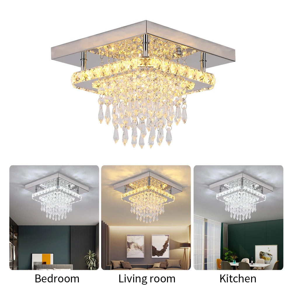 K9 LED Crystal Ceiling Light Living Bedroom Modern Led Stainless Steel Pendant Light Lustres Home Decoration Luxury Ceiling Lamp