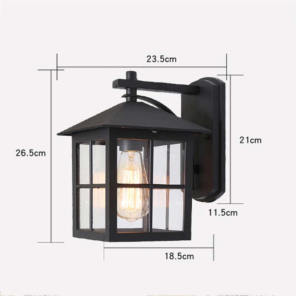 Outdoor Vintage Wall Lamp E27 Bulb Sconce Light Fixtures Retro LED Wall Lamp Porch House Home Yard Garden Lighting Black Bronze