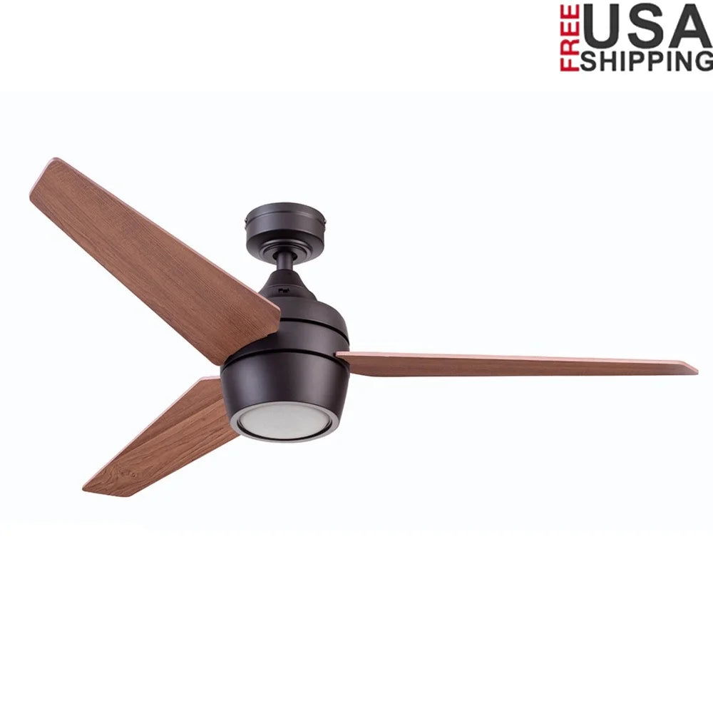 Modern Espresso Bronze Ceiling Fan with Integrated LED Light Remote Control 3 Reversible Blades Quiet Motor Energy Efficient