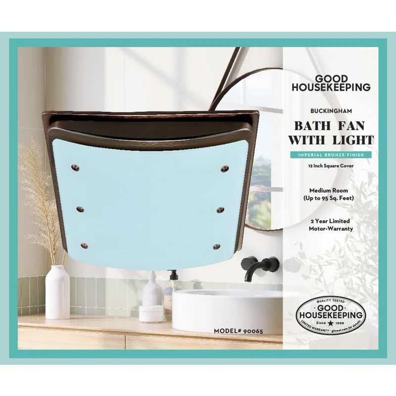Good Housekeeping 90065 Buckingham Decorative Bathroom Ventilation Exhaust Fan with Light and Nightlight, Medium, Imperial