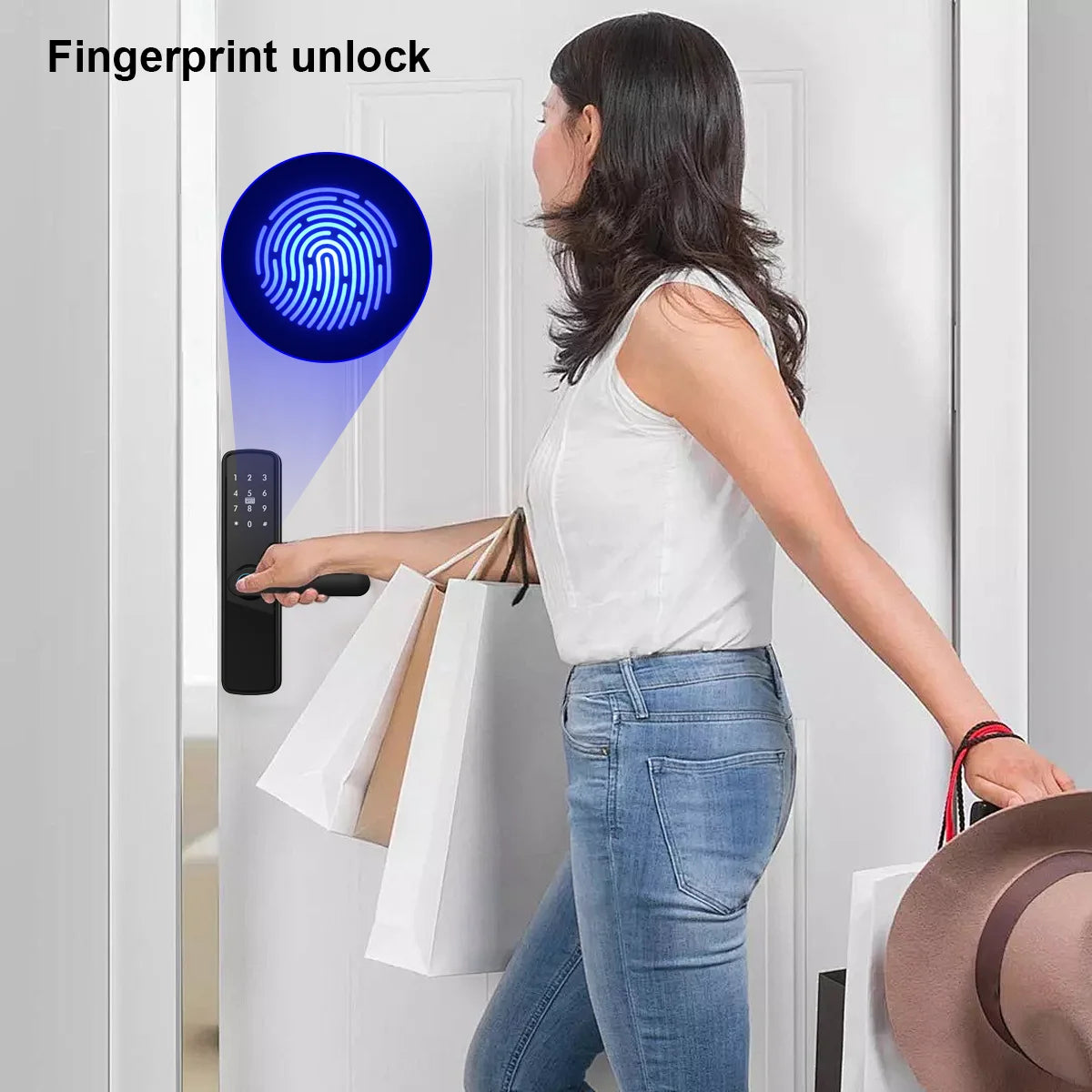 TUYA Fingerprint Door Lock WIFI Keyless Smart Electronic Lock NFC Keypad APP Password KEY Reversible Handle For Home office