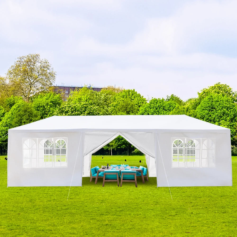 US Stock Wedding Gazebo10'x30' Outdoor Party Tent with 8 Removable Sidewalls, Waterproof Canopy Patio , White