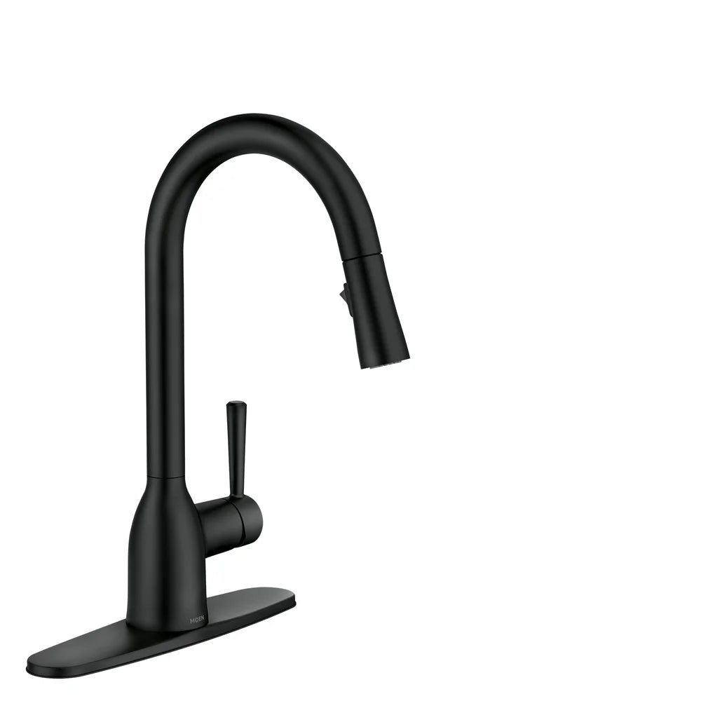 Matte Black Single Hole Kitchen Faucet Pull Down Sprayer 360 Degree Swivel Spout One Handle Control Zinc Construction ADA