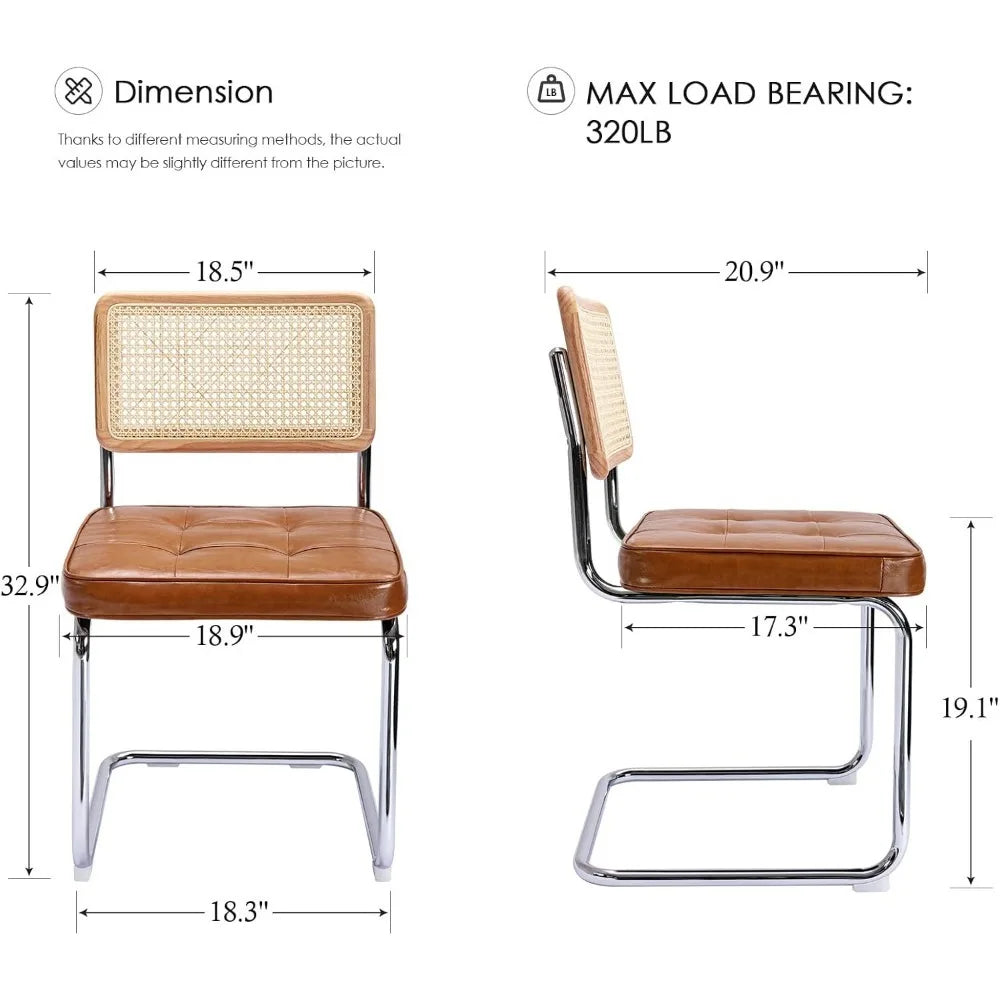 Natural Rattan Dining Chairs Set of 4, Modern Dining Room Chairs with Solid Wood Back for Kitchen Living Room,