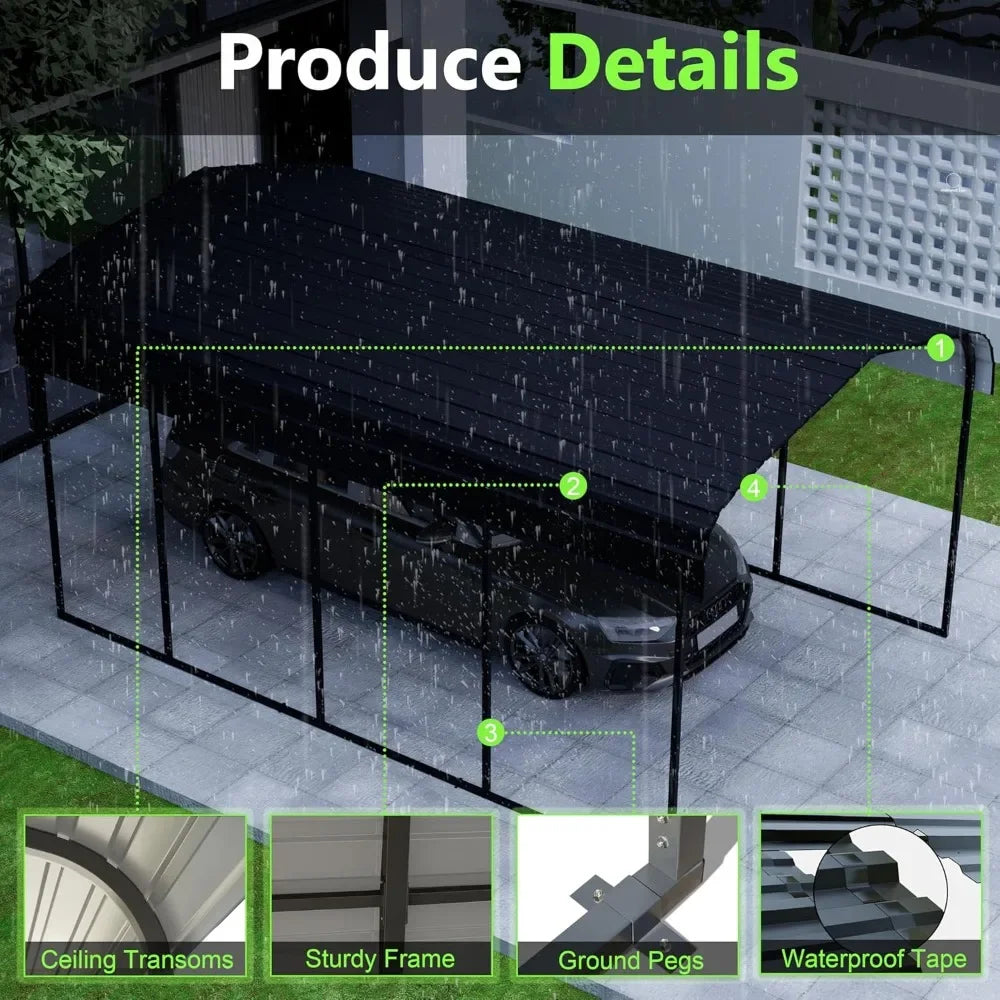 Metal Carport 12×20 Car Port, Outdoor Storage Heavy Duty Metal Canopy Multi-Use Garage Shed for Car and Truck