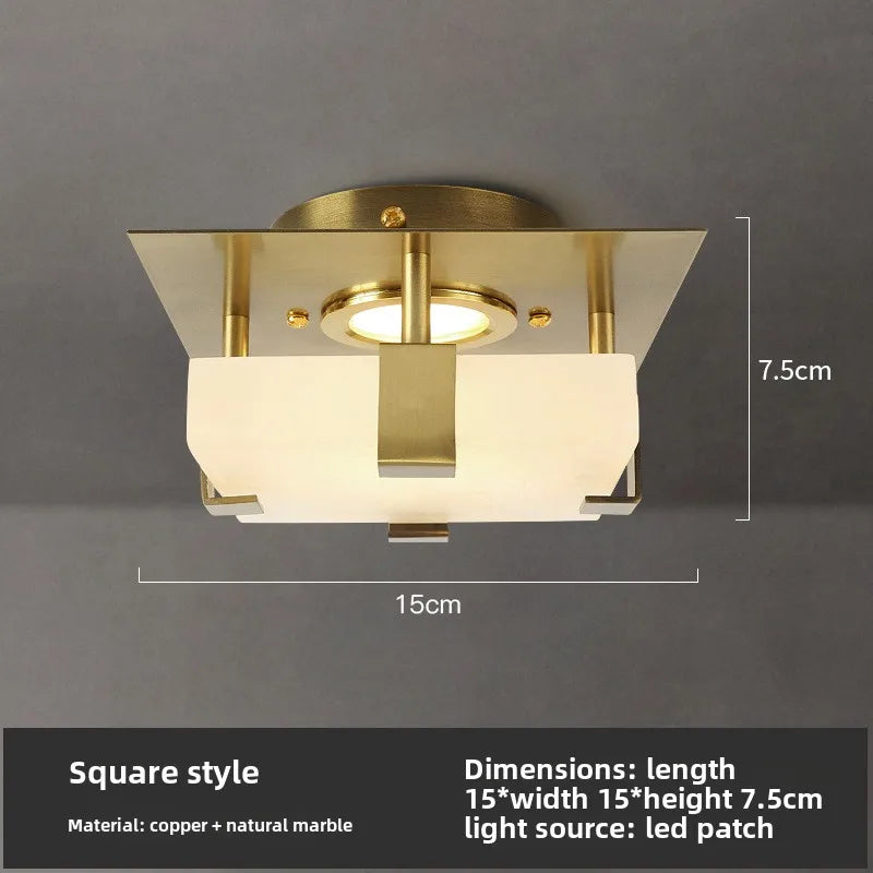 Luxury Postmodern Full Copper Marble Bedroom Ceiling Light Corridor Balcony Study Creative Entry Foyer Entrance Light