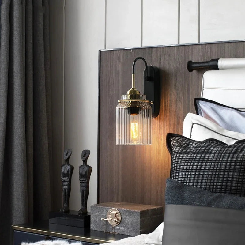 American Style Vintage LED Bathroom Mirror Light Waterproof Glass Lampshade Bedroom Stair Bedside Retro Wall Lamp Sconce