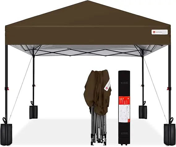 12x12ft 1-Person Setup Pop Up Canopy Tent Instant Portable Shelter w/ 1-Button Push, Case, 4 Weight Bags - Navy Blue