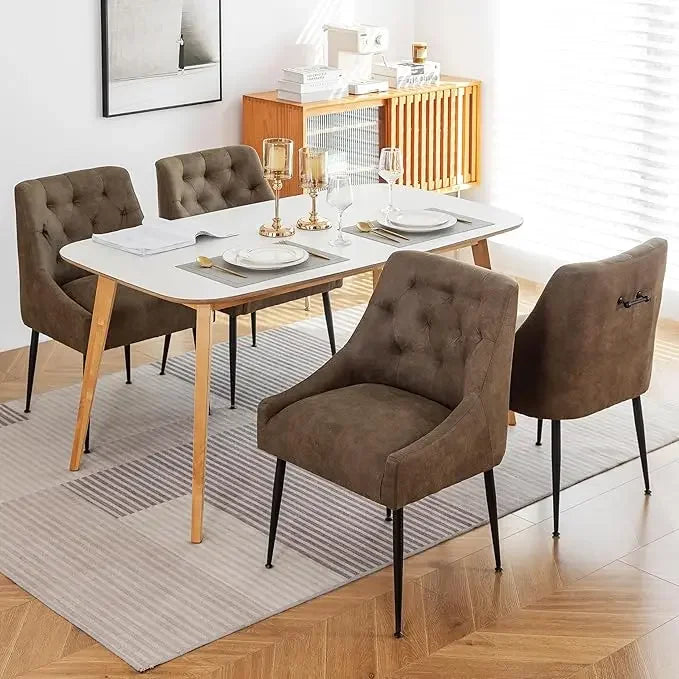 Modern dining chair set, kitchen dining chair, cushion and metal legs, soft cushion, kitchen, living room dining chair set