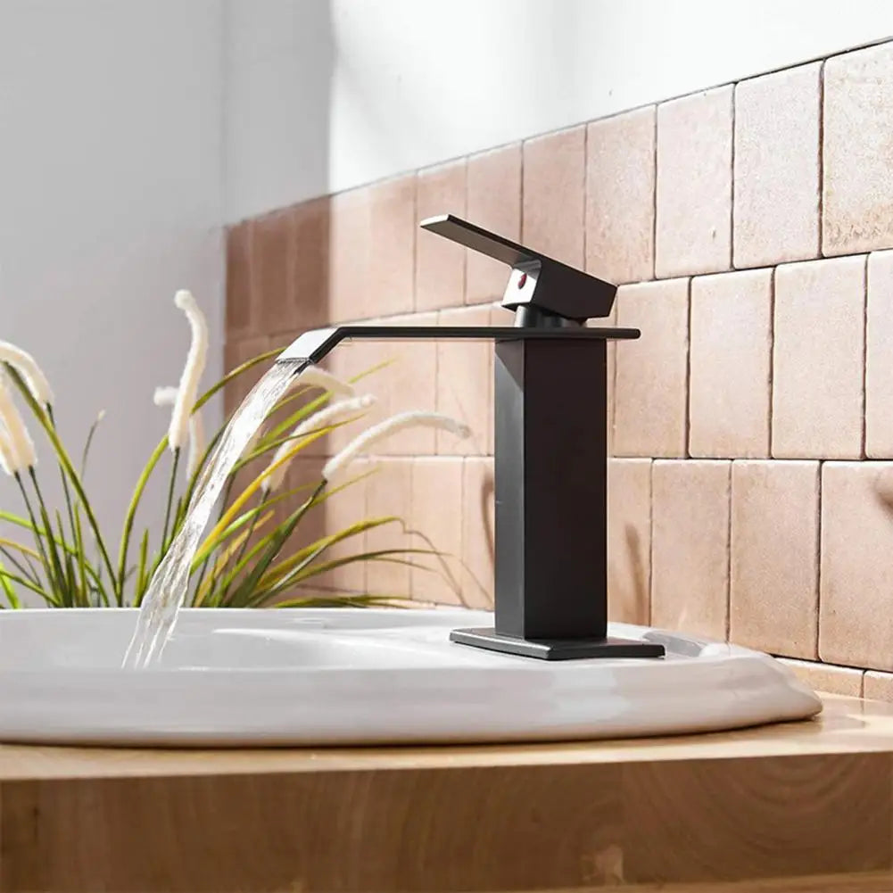 304 Stainless Steel Waterfall Wash Basin Stainless Steel High And Low Faucet Black Hot And Cold Toilet Wash Basin Bathroom Home