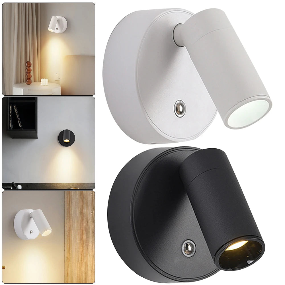 Adjustable Wall Light USB Rechargeable 1800mAh Bedside Study Reading Sconce Lamp COB Touch Control 3W Indoor Lighting Room Decor