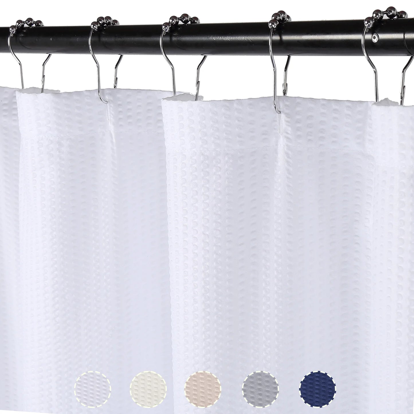 Shower Curtain Soft Microfiber Fabric Shower Curtain or Liner for Bathroom, Bathtub Embossed Pattern Water Repellent 72x72Inches