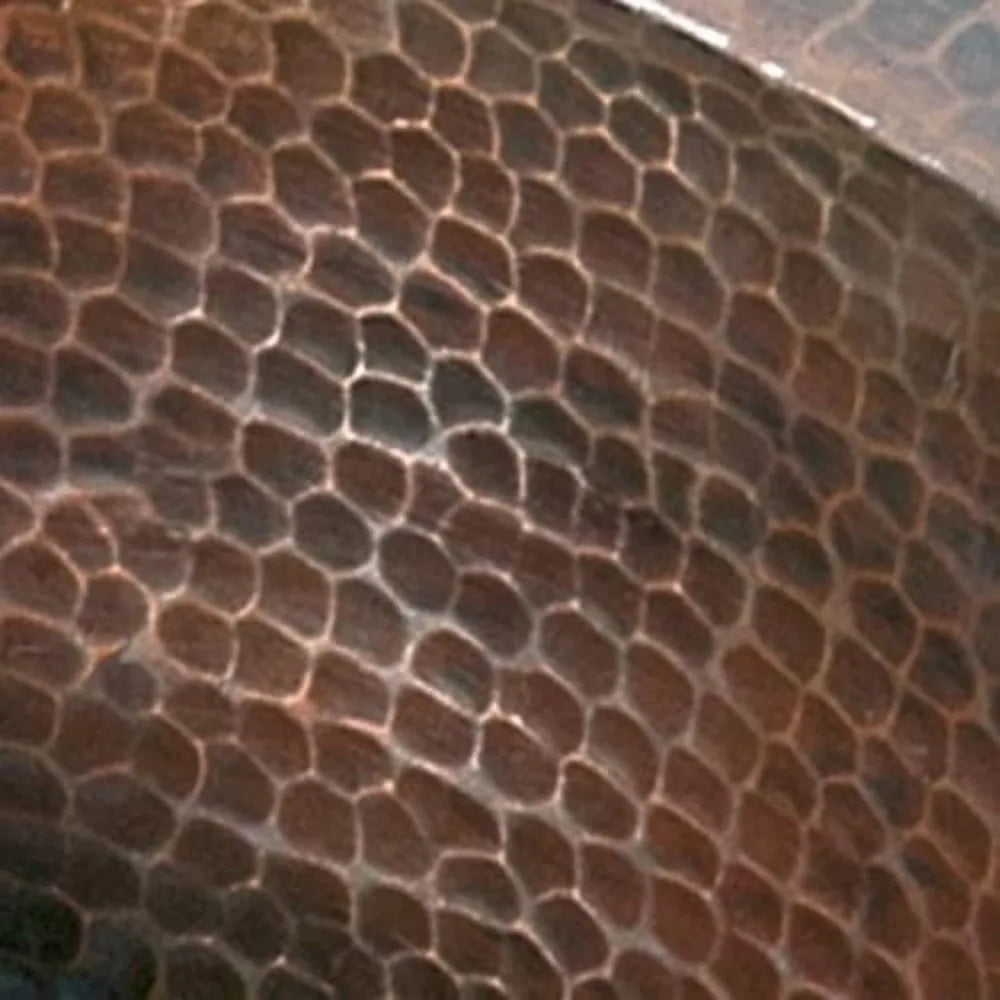 MNO-NA200 Oval 14" Copper Drop-In or Undermount Bathroom Sink - Hand-Hammered Antique Copper