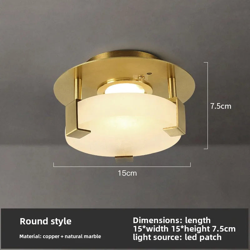 Luxury Postmodern Full Copper Marble Bedroom Ceiling Light Corridor Balcony Study Creative Entry Foyer Entrance Light