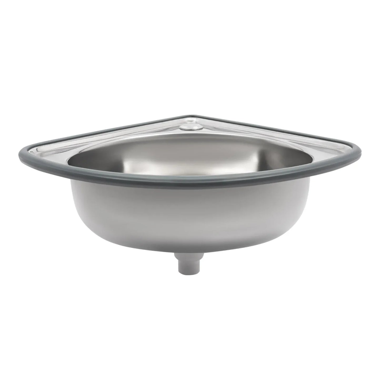 Triangular Stainless Steel Vessel Sink | 17.32×14.57in Space-Saving Basin with 25kg Load-Bearing & Dual Mounting (Silver)
