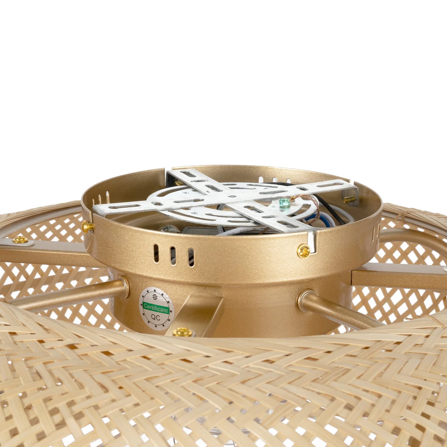 Ceiling Fan with Remote Control, 6-Speed Adjustable, Timer Function, Woven Rattan Shade, Quiet Copper Motor, Ideal for Bedroom a