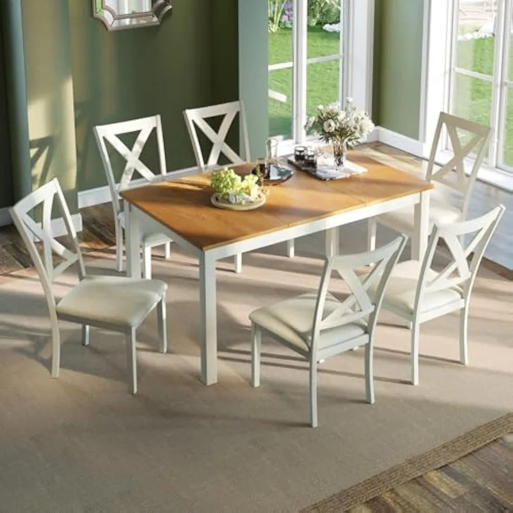 Restaurant Furniture, Saving Dinner Table Chair Set for Dining Room Kitchen Restaurant, Farmhouse Solid Wood Dining Table Set