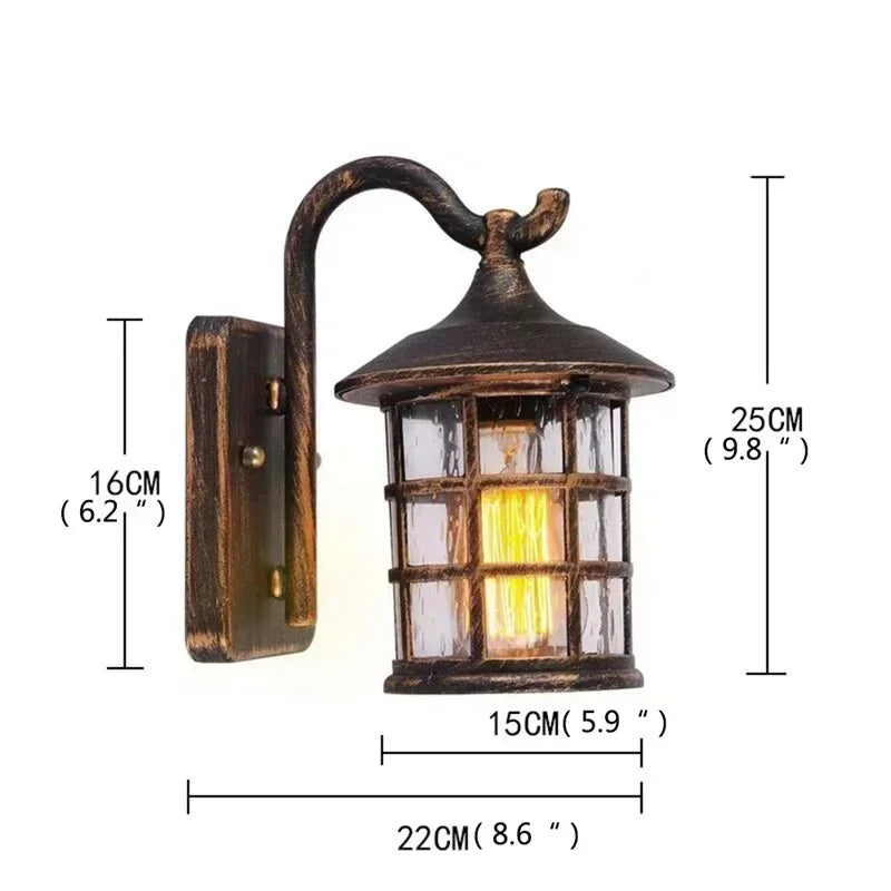 WPD Outdoor Wall Lamps Retro Bronze LED Light Sconces Classical Waterproof for Home Balcony Villa Decoration