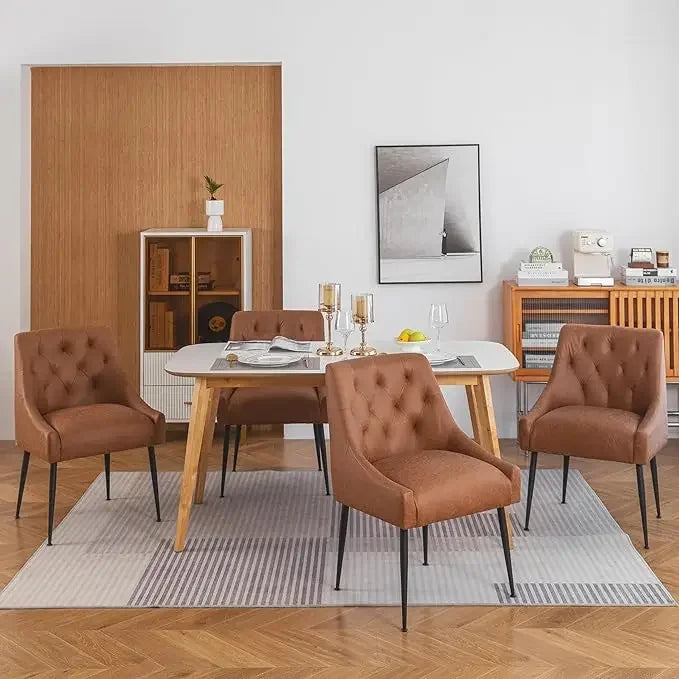 Modern dining chair set, kitchen dining chair, cushion and metal legs, soft cushion, kitchen, living room dining chair set