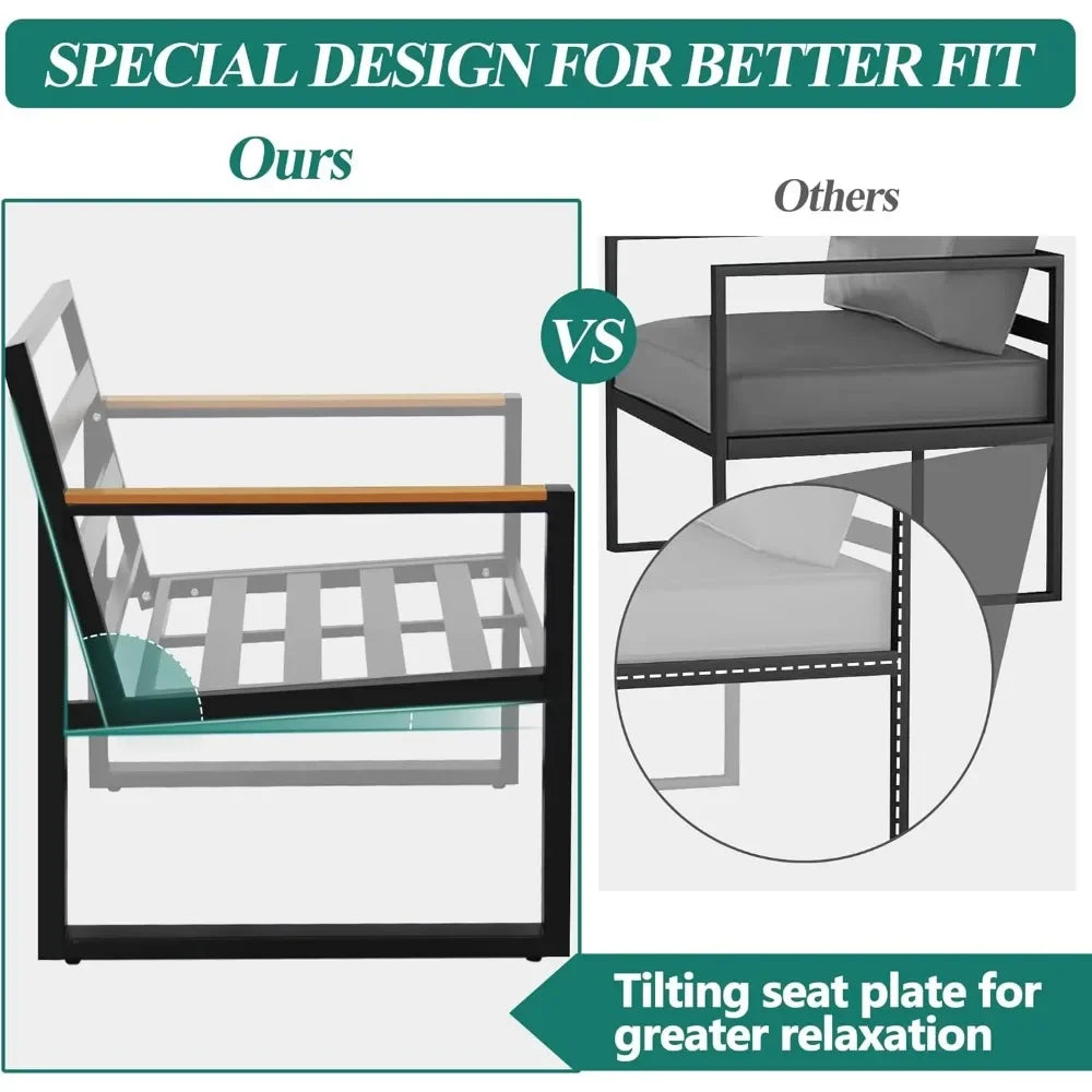 4-Piece Patio Furniture Set, Outdoor Aluminum Conversation Sofa Sets with Coffee Table & Cushions Chairs - Perfect for Garden