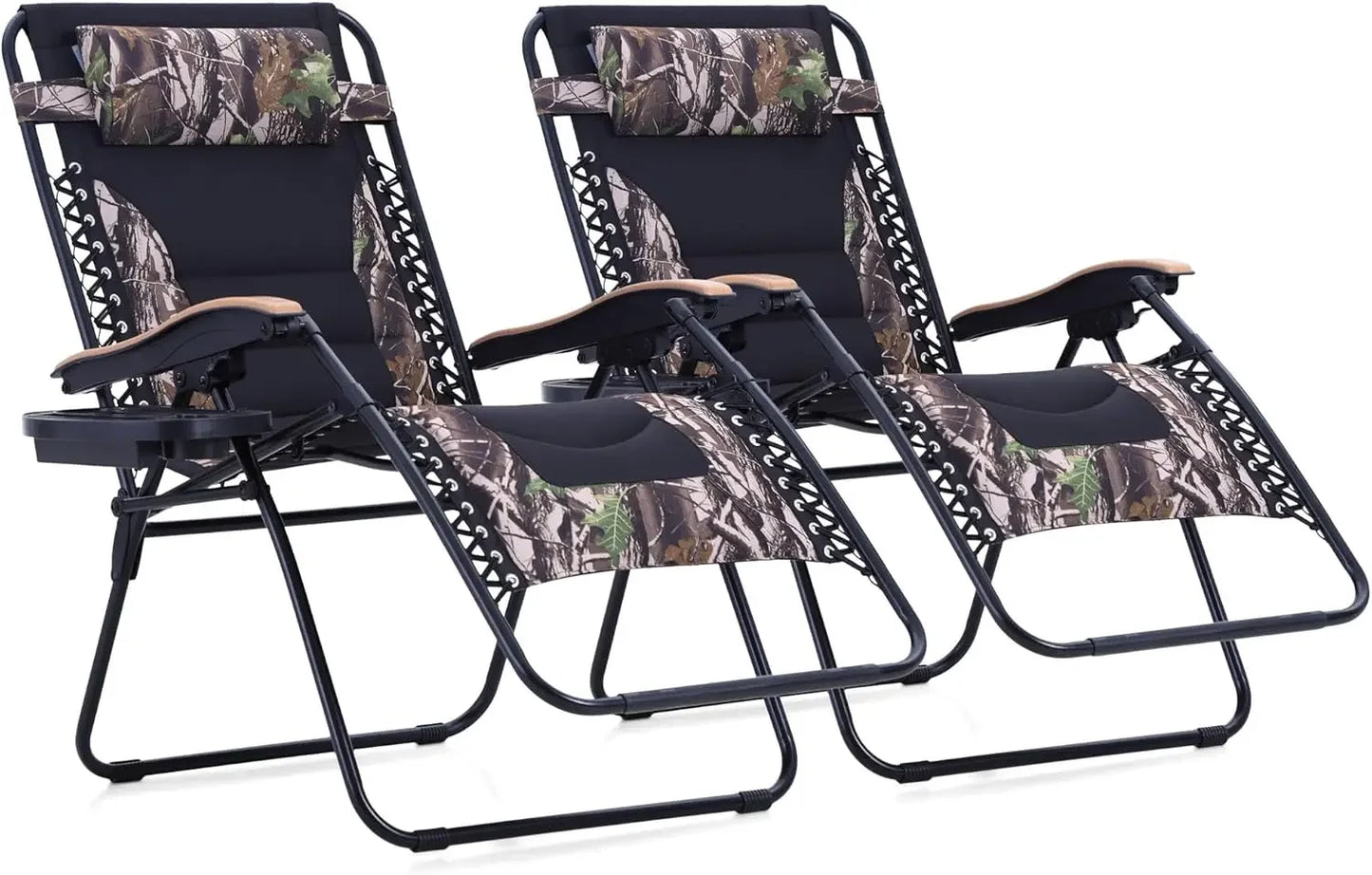 Zero Gravity Chairs Set of 2, XL Oversized Outdoor Recliners with Cup Holders, Foldable & Adjustable for Patio Use