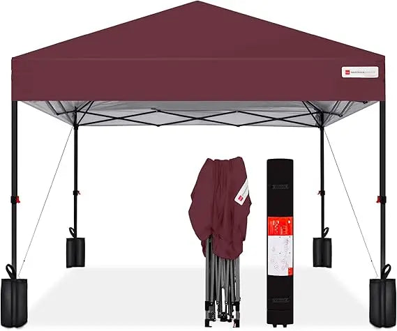 12x12ft 1-Person Setup Pop Up Canopy Tent Instant Portable Shelter w/ 1-Button Push, Case, 4 Weight Bags - Navy Blue