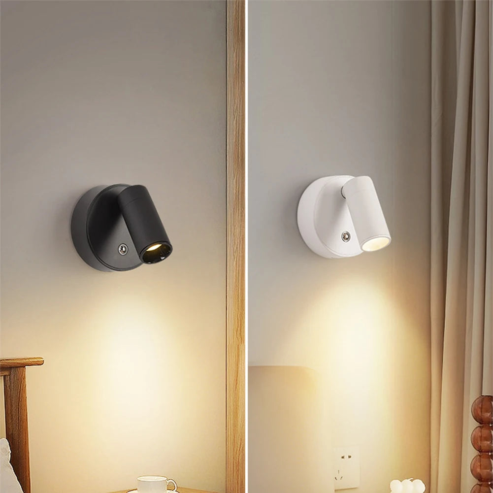 Adjustable Wall Light USB Rechargeable 1800mAh Bedside Study Reading Sconce Lamp COB Touch Control 3W Indoor Lighting Room Decor