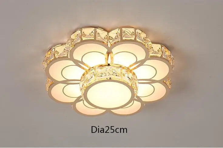 Modern Flower Gold Design Crystal Ceiling Aisle Lights Fashion Corridor Stairs Entrace Plafonnier Lamp for Porch Hall Lustres