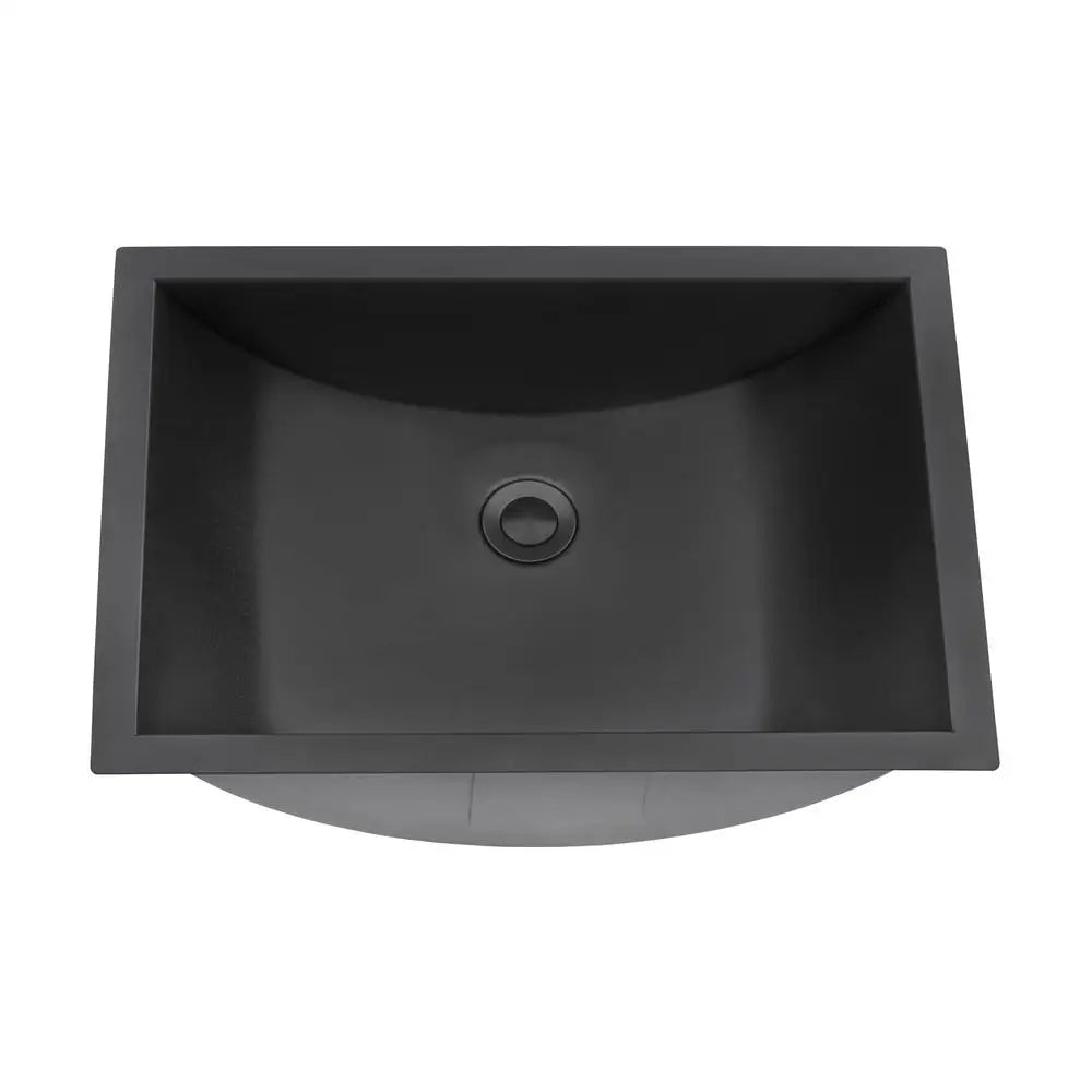 Gunmetal Black Matte Stainless Steel Undermount Bathroom Sink 16x11 Inch Bowl Commercial-Grade Brushed Finish with Sound-Proof