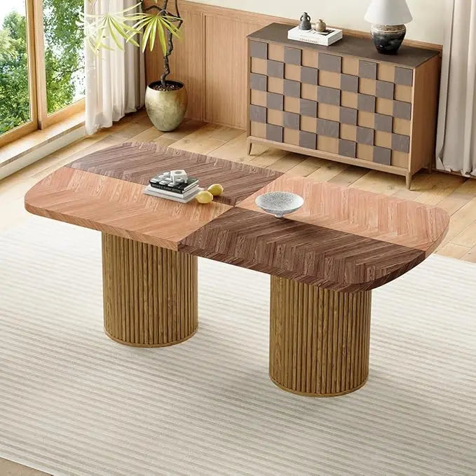 Dining Table Set for 8 - Large 79" Rectangular Kitchen Table Set for 8 with Cushioned Chairs,Modern Mid-Century Wood Dining Room