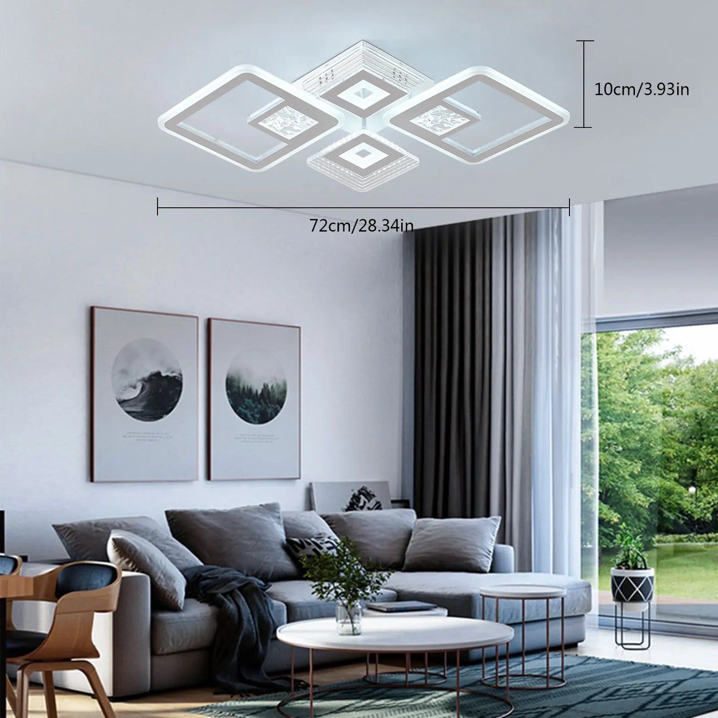 LED Acrylic Ceiling Lamp Flush Mount Pendant Light Bedroom Modern Living Room Chandelier Dimmable White