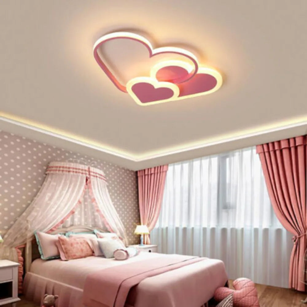 Bymaocar Modern Ceiling Light Heart Dimmable LED Chandelier Pendant Lamp Indoor Lighting for Kids Bedroom Cool White/ Warm White