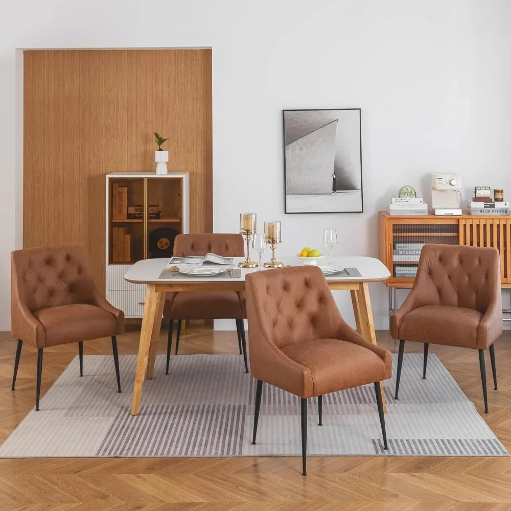 Modern dining chair set, kitchen dining chair, cushion and metal legs, soft cushion, kitchen, living room dining chair set