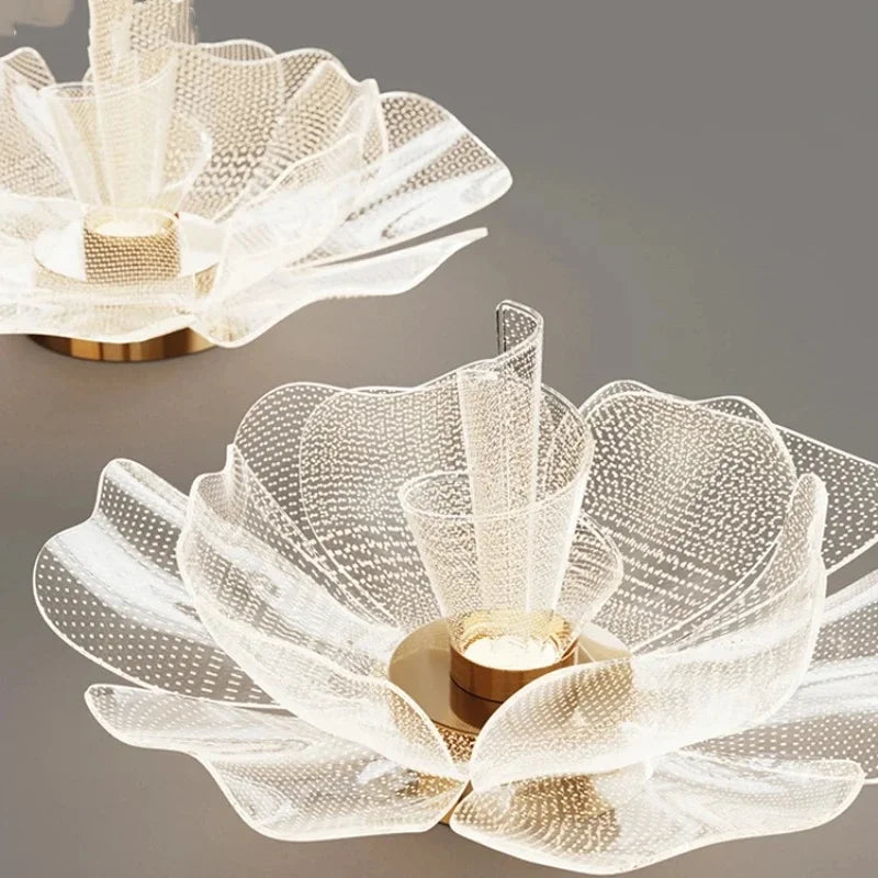 Simple Luxurious LED Ceiling Light Flower Design Acrylic Lamp Study Bedroom Entrance Hallway Light Interior Gold Luxury Lighting