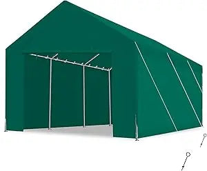 12x20 ft Heavy Duty Carport with Removable Sidewalls, Portable Car Canopy, Garage Tent, Boat Shelter with Reinforced Triangular