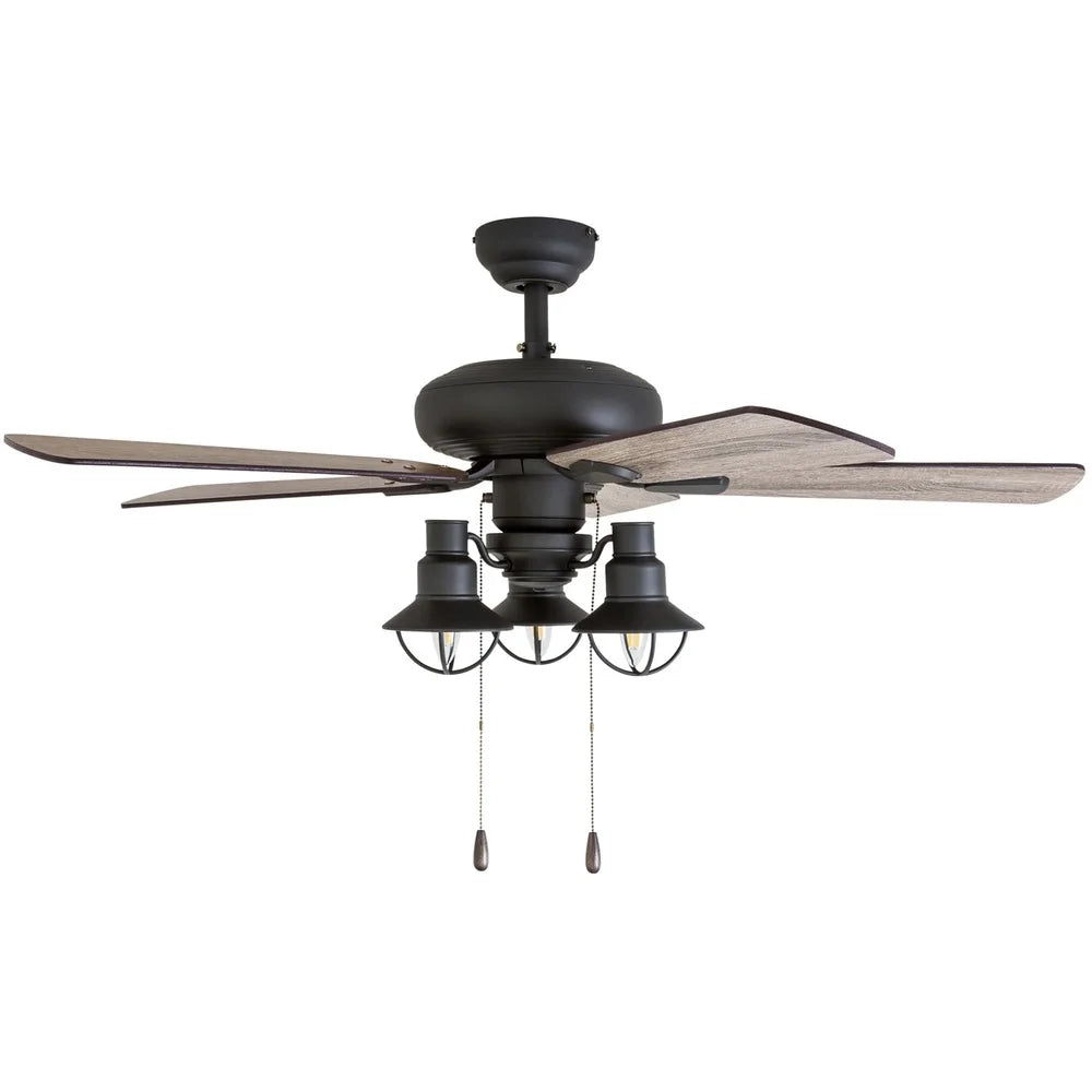 42 Inch Bronze Ceiling Fan with 5 Blades Remote Control Light Kit Reversible Motor High Airflow Medium Rooms