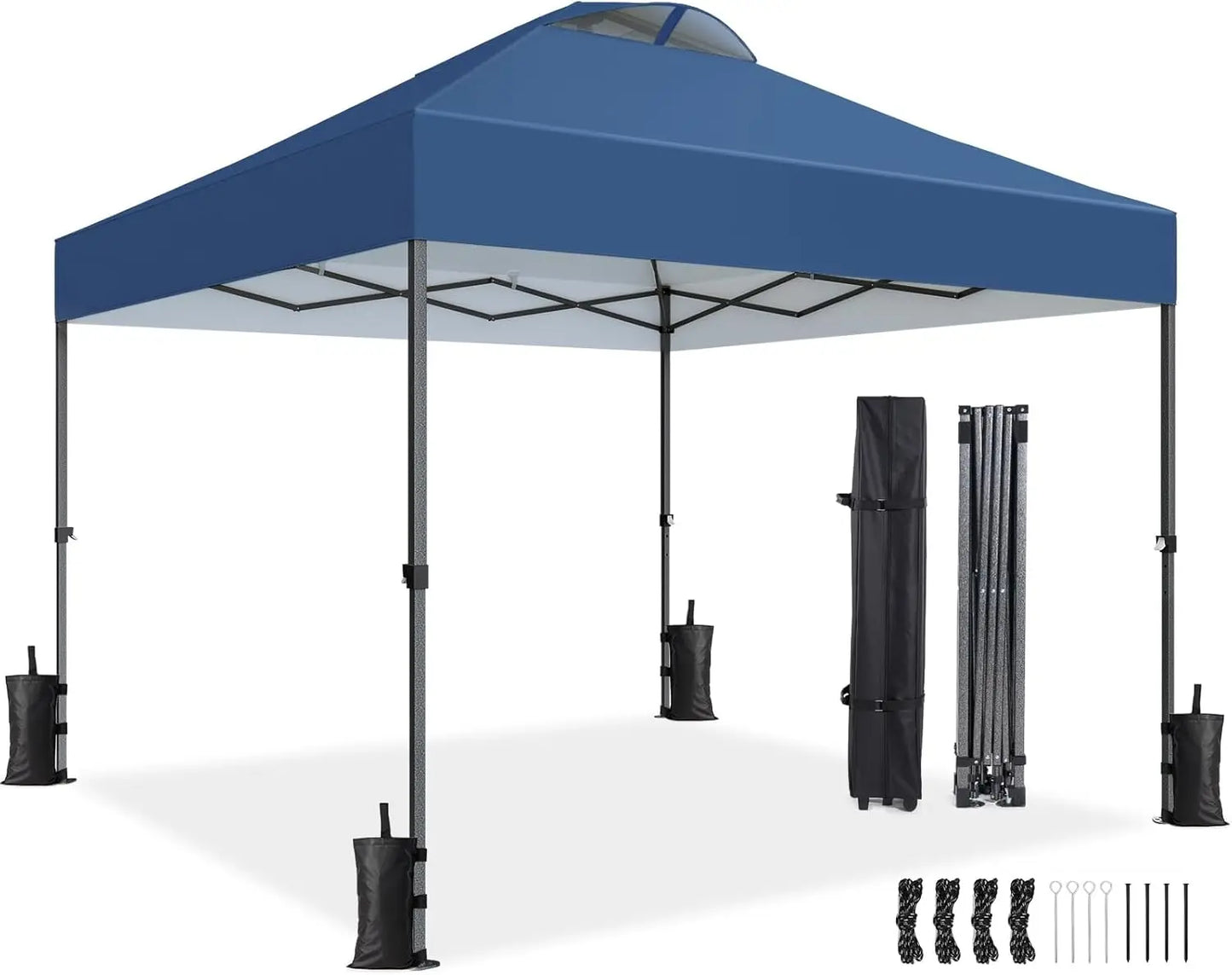 10x10ft 1-Person Setup Pop Up Canopy Tent - Easy Outdoor Sun Shade for Events, Parties, Camping, Gazebo with Wheel Cover Bag