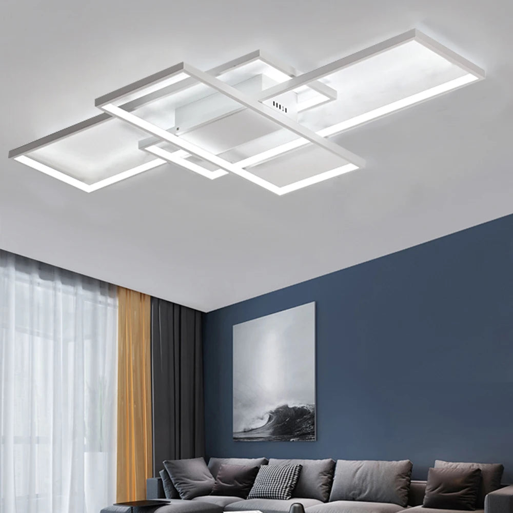 Modern Rectangle LED Ceiling Lights White Acrylic Indoors Ceiling Mount Lamp Living Room Bedroom Home Lighting Fixture