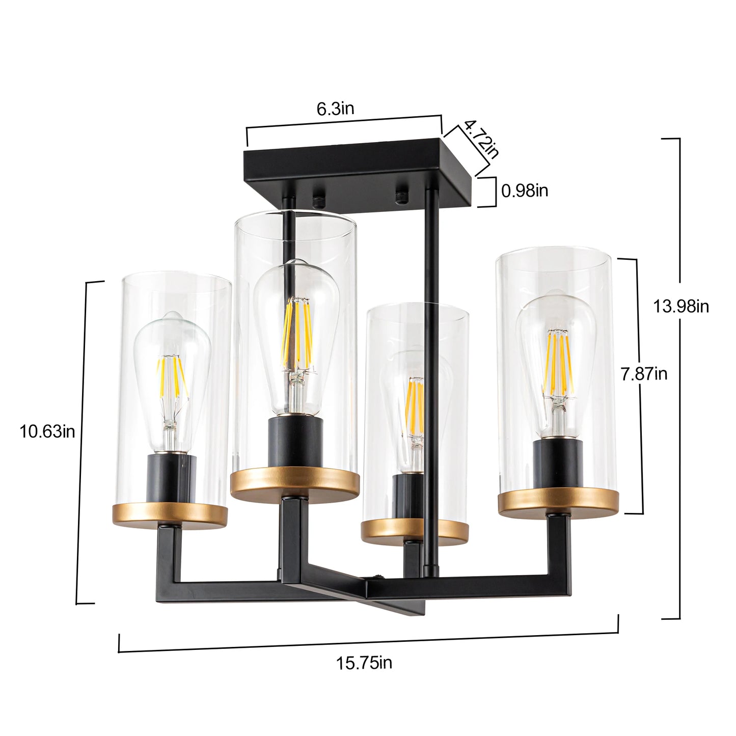 4 Lights Sleek Black Foyer Chandeliers Kitchen Island Pendant Light With Canopy Base For Bedroom Entrance Diningroom