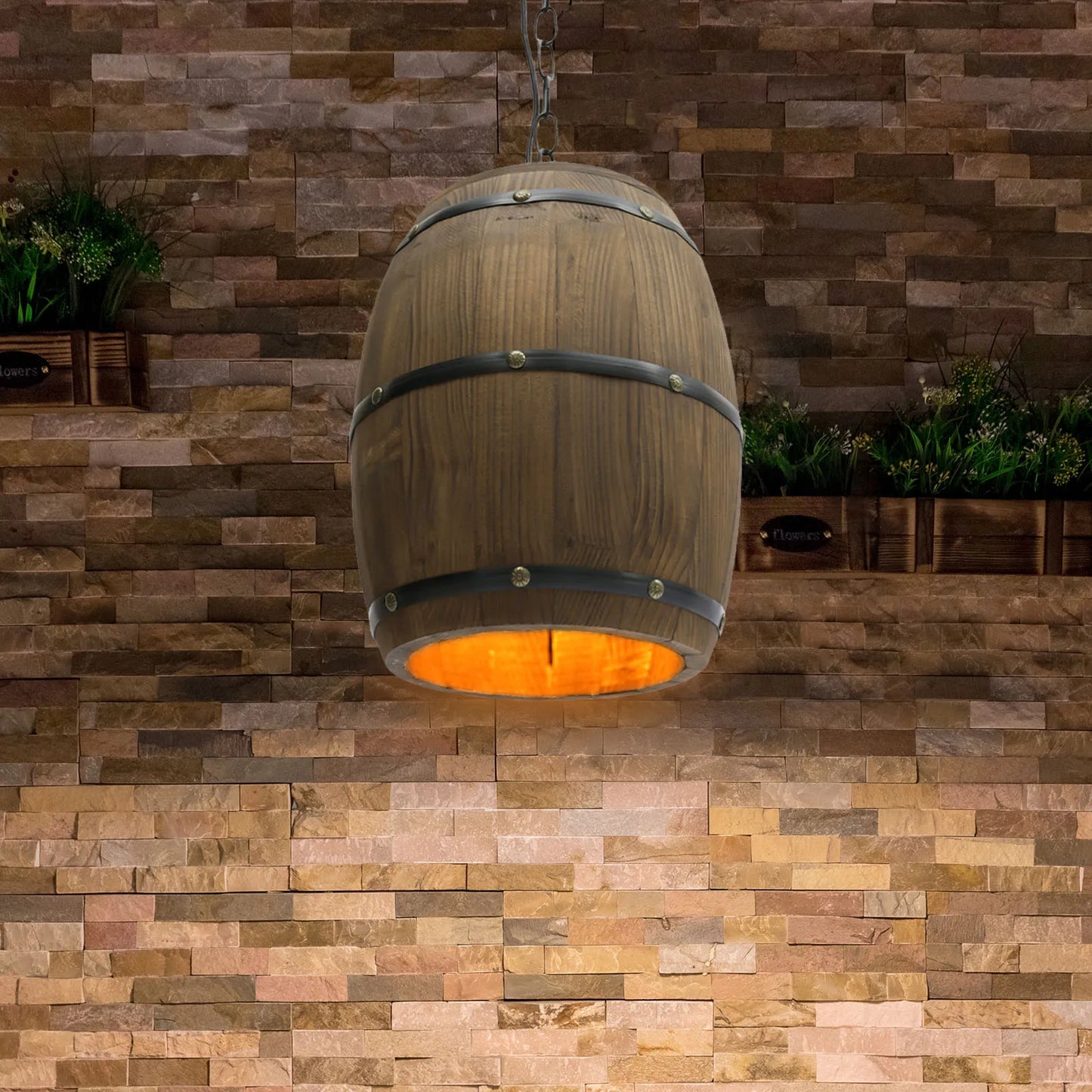 Retro Lamp Fixtures bar Cafe E27 Wood Wine Barrel Hanging Ceiling Lamp For Bedrooms Study Living Room Cafes and Bars