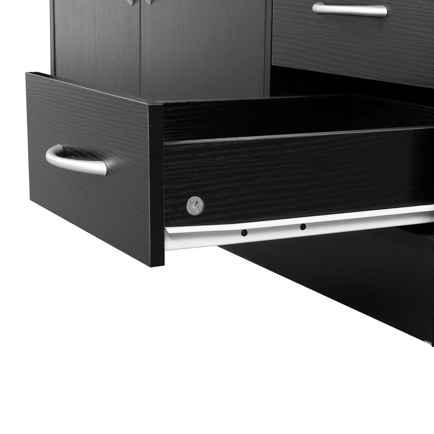 MDF With Triamine Double Doors And Five Drawers Bathroom Cabinet Black