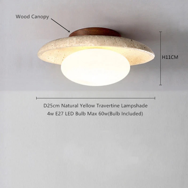 IWHD Nordic Modern Ceiling Lamp Wood Yellow Travertine LED Ceiling Light For Home Decoration Aisle Stair Bar Lámparas Para Techo