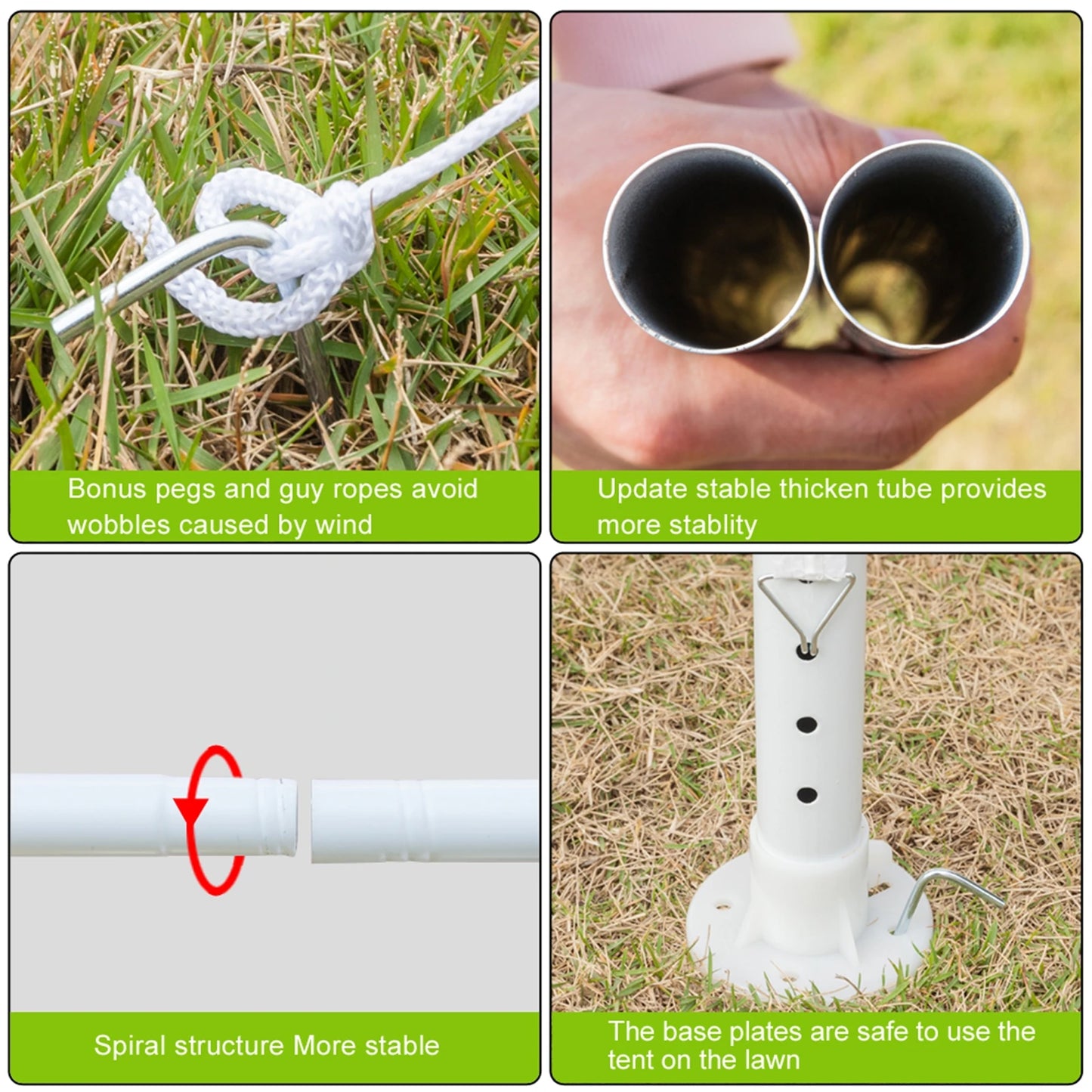 Tent Spiral Tubes White 3 x 3m wedding parking party Shed practical portable Waterproof Household Tent