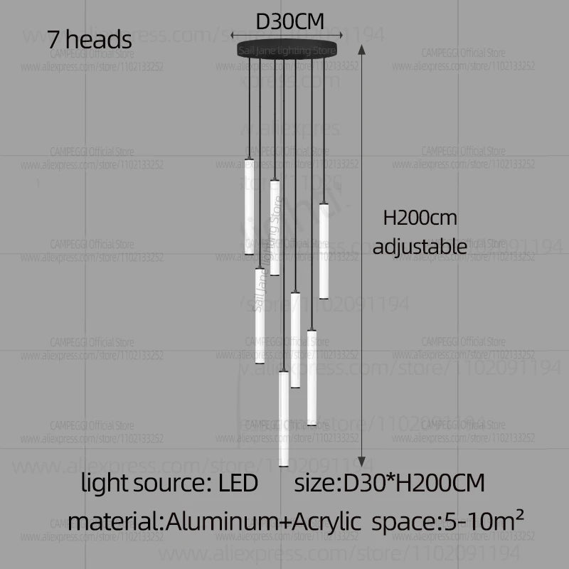 Modern Ceiling Chandelier LED Living Room Spiral Staircase Lighting Kitchen Bedroom Home Decoration Chandelier Lighting Fixtures