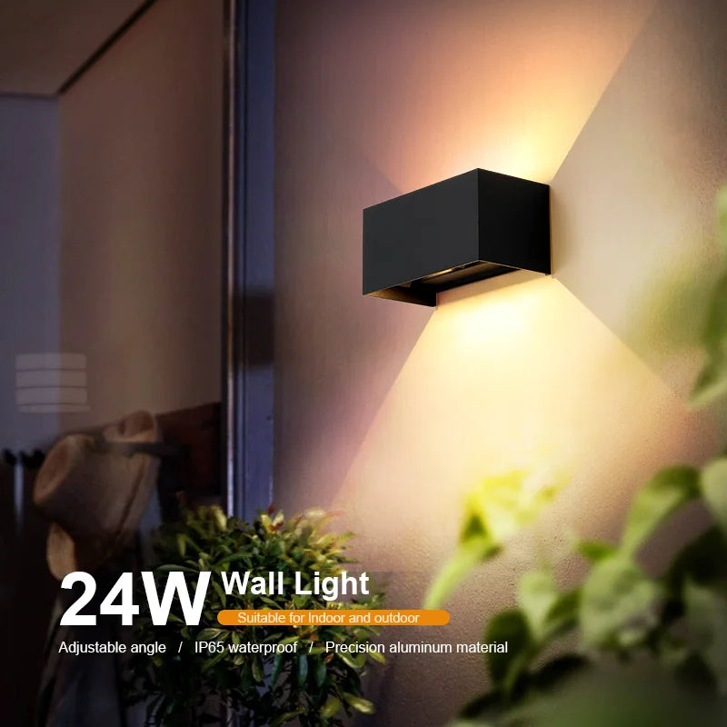 Aluminum LED Wall Lamp Outdoor Waterproof IP65 Interior Wall Light 12W24W Porch Garden Lights Living Room Street Stairs Lighting