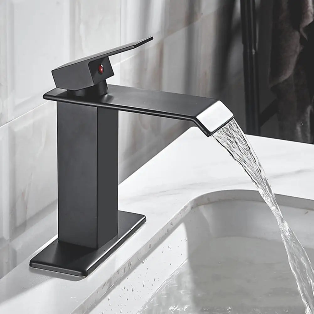 304 Stainless Steel Waterfall Wash Basin Stainless Steel High And Low Faucet Black Hot And Cold Toilet Wash Basin Bathroom Home
